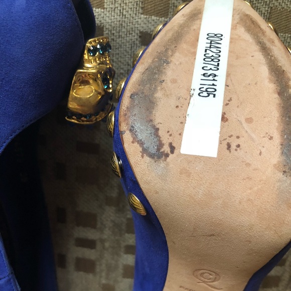 Blue Alexander McQueen skull heels 6 - Picture 3 of 4